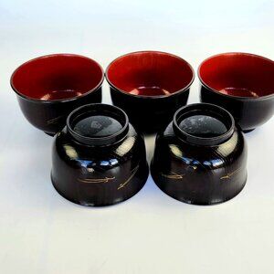 Vintage - Japanese Soup Bowls Set- Set of 5 - 4 1/8" Rim